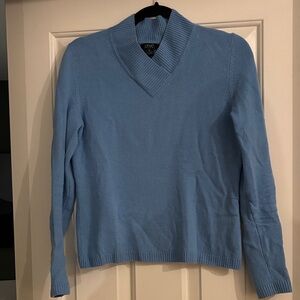 Prive Cashmere Women's Light Blue V-Neck Sweater